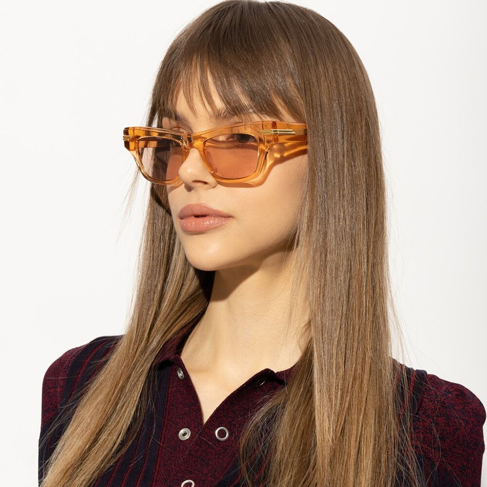 NEW BV1122S 007 BOTTEGA VENETA ORANGE BROWN CAT EYE WOMEN SUNGLASSES